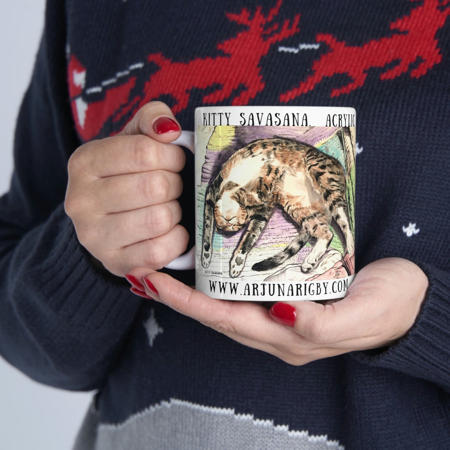 Kitty Savasana - Mug - Arjuna Rigby Art and Lifestyle Store