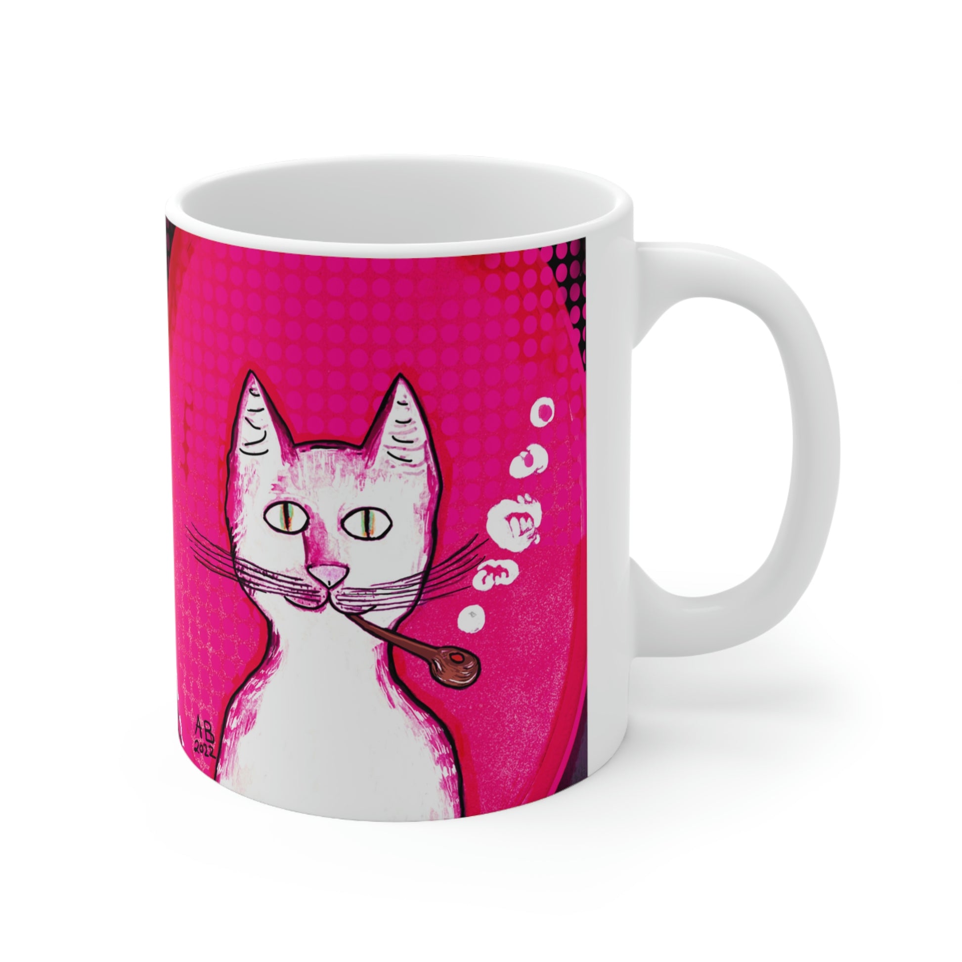 Hot Pink Gentleman's Cat - Mug - Arjuna Rigby Art and Lifestyle Store