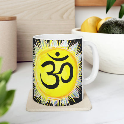 Sunburst OM - Mug - Arjuna Rigby Art and Lifestyle Store